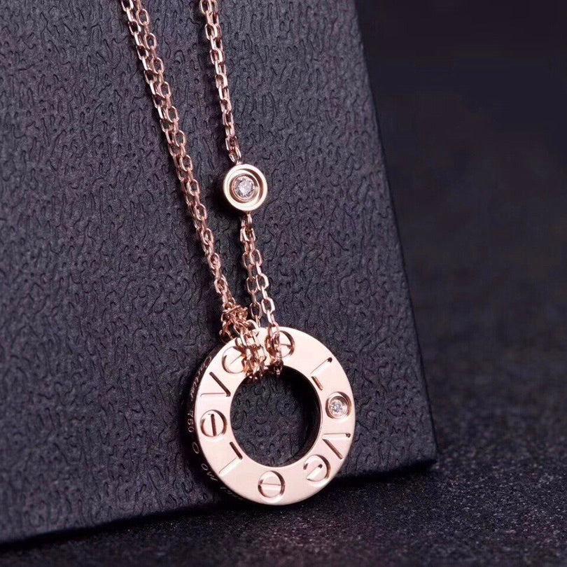 [Charm Aries Jewelry]LOVE NECKLACE 16MM 2 DIAMONDS