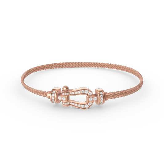 [Charm Aries Jewelry]FORCE SMALL HORSESHOE  DIAMOND CHAIN ROPE BRACELET
