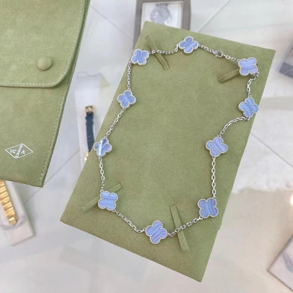 [Charm Aries Jewelry]CLOVER 10 MOTIFS PURPLE CHALCEDONY NECKLACE