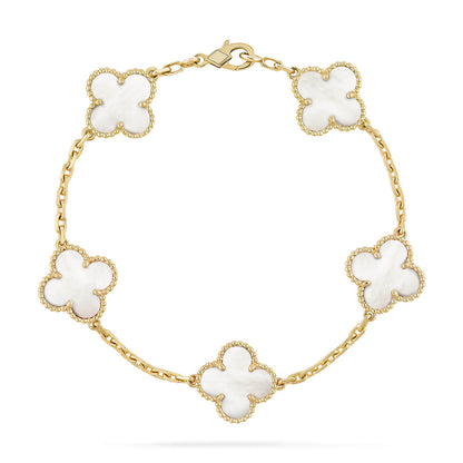 [Charm Aries Jewelry]CLOVER  5 MOTIF WHITE MOP BRACELET