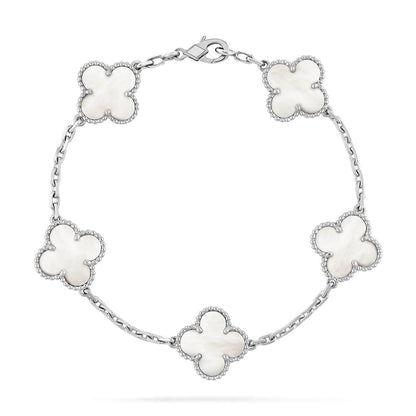 [Charm Aries Jewelry]CLOVER SILVER MOP 5 MOTIF BRACELET