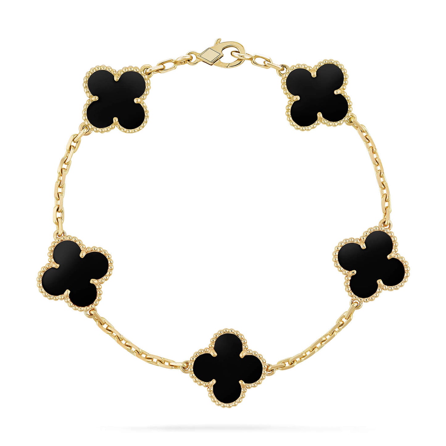 [Charm Aries Jewelry]CLOVER  5 MOTIFS BLACK ONYX BRACELET