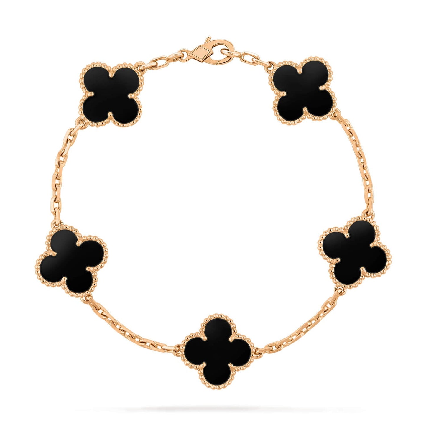 [Charm Aries Jewelry]CLOVER  5 MOTIFS BLACK ONYX BRACELET