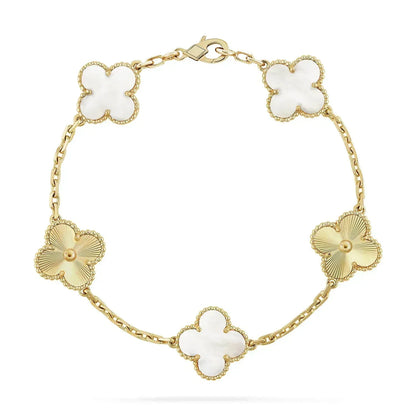 [Charm Aries Jewelry]CLOVER BRACELET 5 MOTIF WHITE MOP PINK GOLD