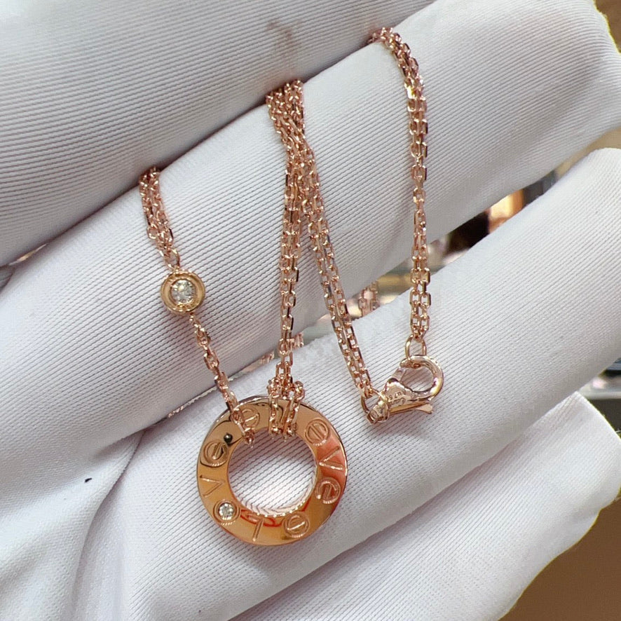 [Charm Aries Jewelry]LOVE NECKLACE 16MM 2 DIAMONDS