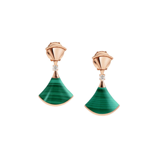 [Charm Aries Jewelry]DREAM MALACHITE PINK GOLD EARRINGS