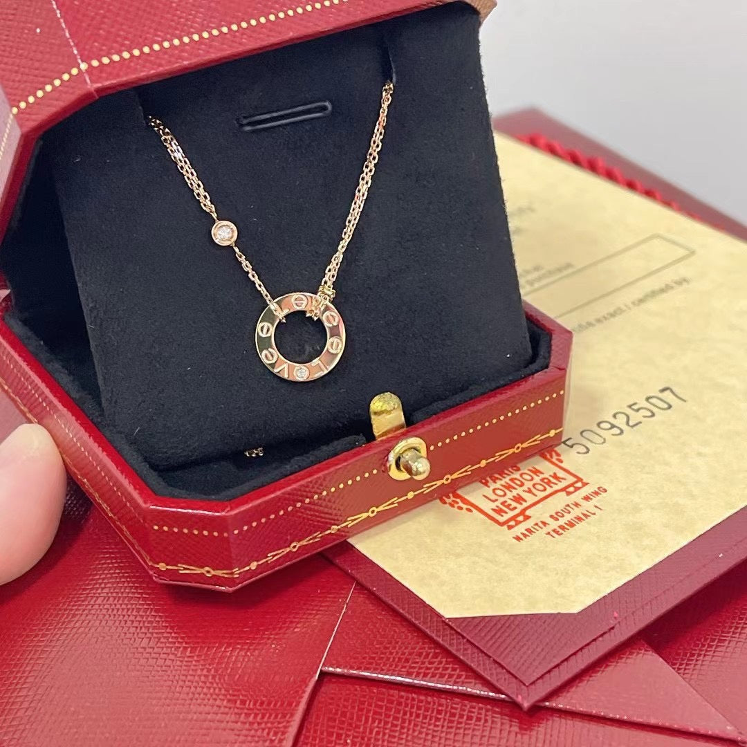 [Charm Aries Jewelry]LOVE NECKLACE 16MM 2 DIAMONDS