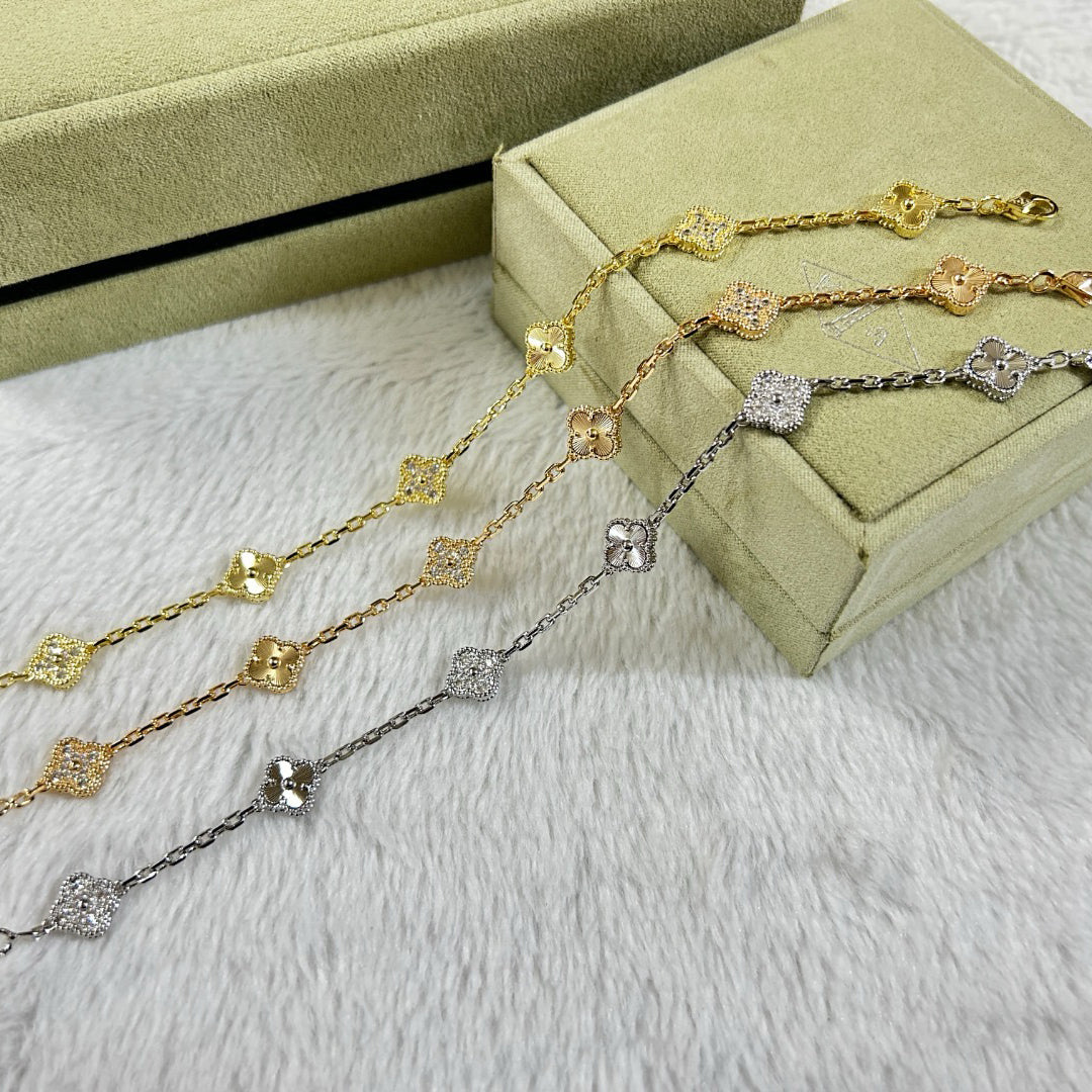 [Charm Aries Jewelry]CLOVER 6 MOTIF DIAMOND LASER BRACELET