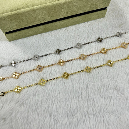[Charm Aries Jewelry]CLOVER 6 MOTIF DIAMOND LASER BRACELET