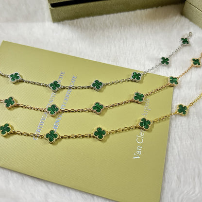 [Charm Aries Jewelry]CLOVER 6 MOTIF MALACHITE BRACELET
