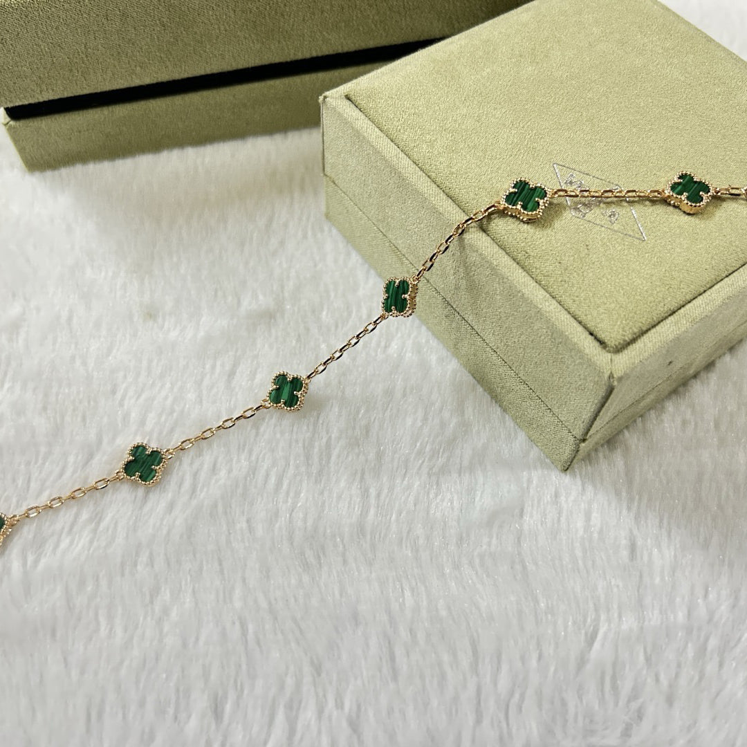 [Charm Aries Jewelry]CLOVER 6 MOTIF MALACHITE BRACELET
