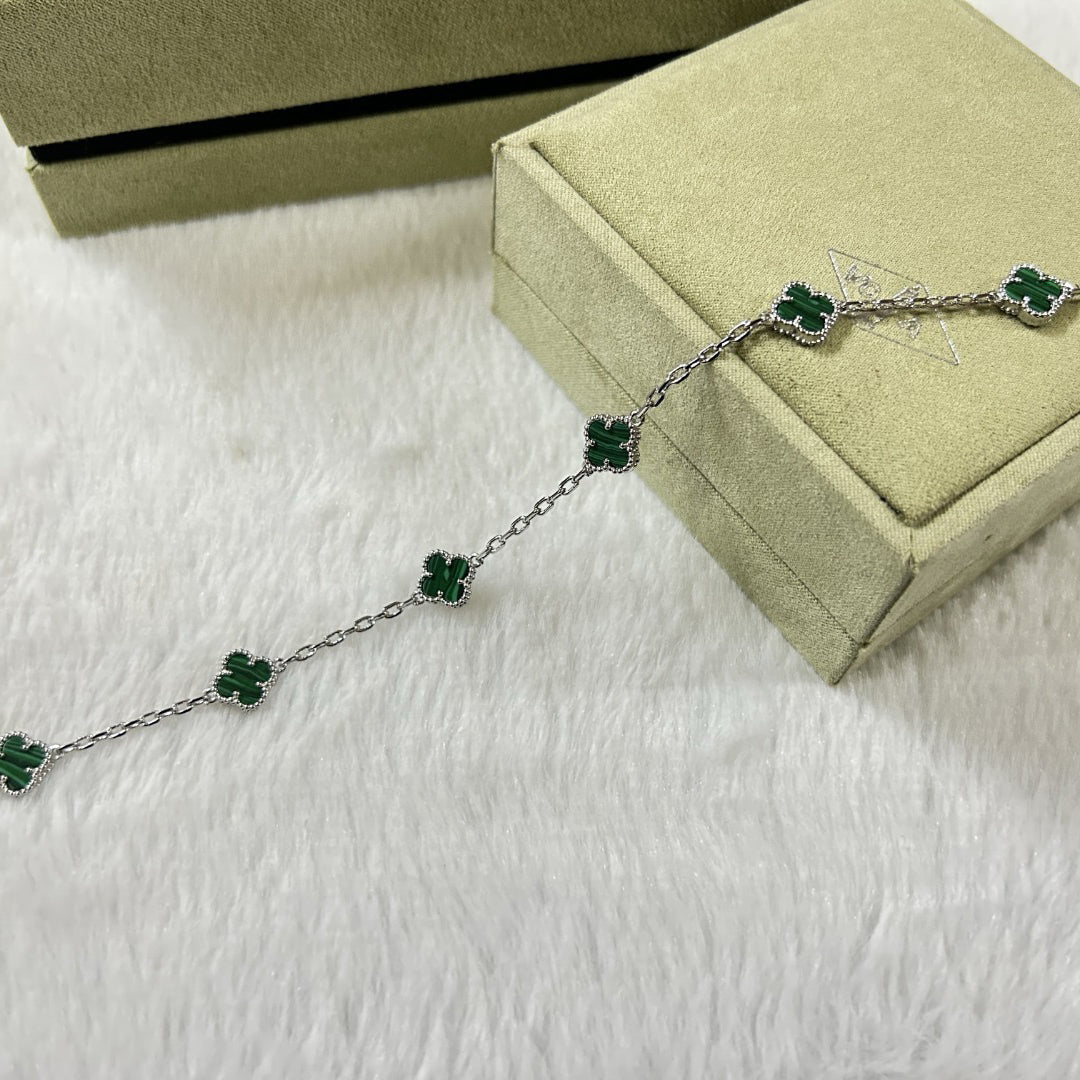 [Charm Aries Jewelry]CLOVER 6 MOTIF MALACHITE BRACELET
