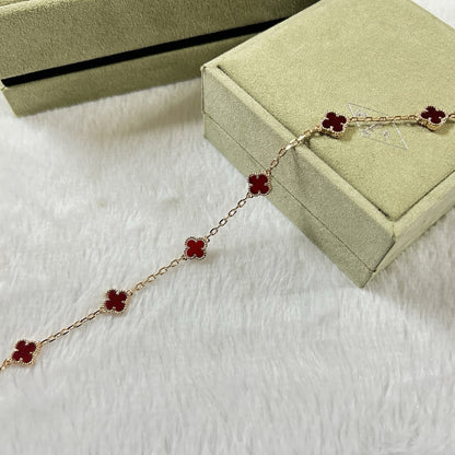 [Charm Aries Jewelry]CLOVER 6 MOTIF RED AGATE BRACELET