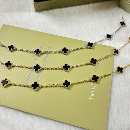 [Charm Aries Jewelry]CLOVER 6 MOTIF  ONYXS BRACELET