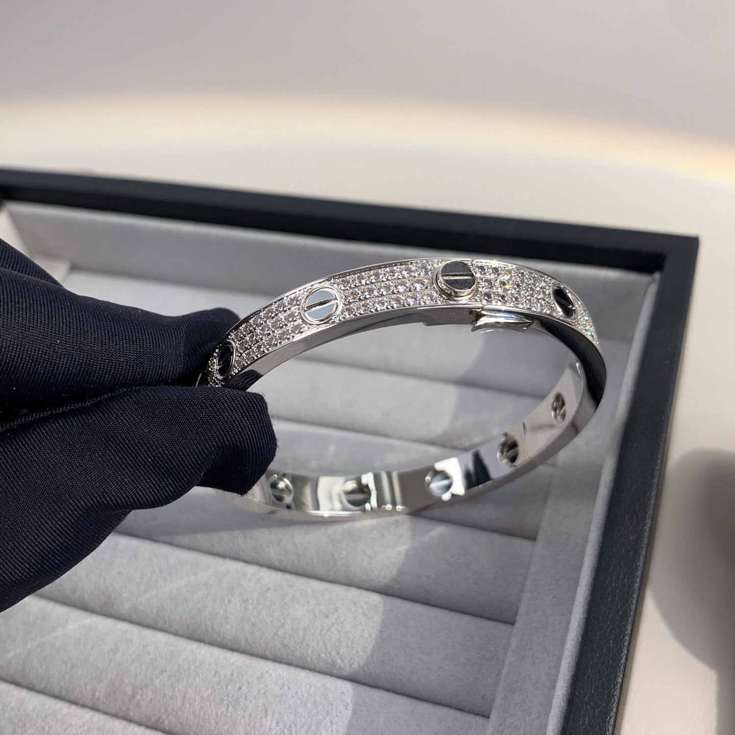 [Charm Aries Jewelry]LOVE BRACELET 6.1MM DIAMOND-PAVED CERAMIC
