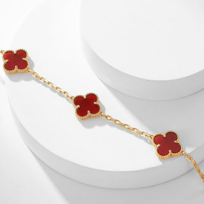 [Charm Aries Jewelry]CLOVERS THE  10-MOTIFS CARNELIAN NECKLACE