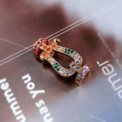 [Charm Aries Jewelry]FORCE LARGE HORSESHOE  COLORED DIAMOND BRACELET ROSE GOLD