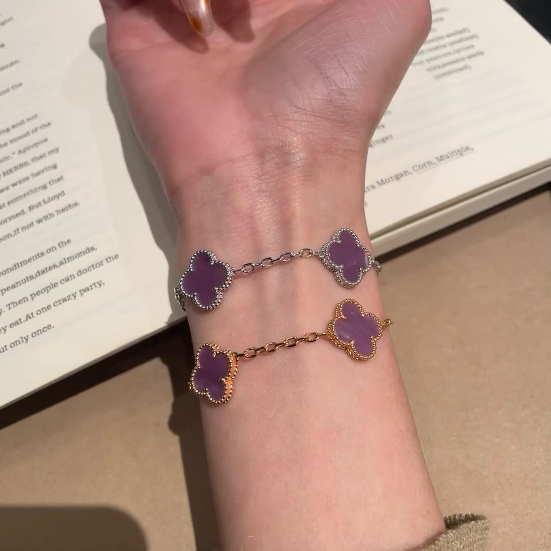 [Charm Aries Jewelry]CLOVER  5 MOTIFS  PURPLE VIOLET BRACELET
