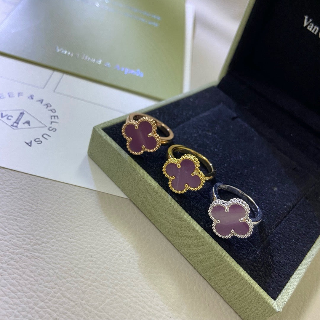 [Charm Aries Jewelry]CLOVER  PURPLE VIOLET RING