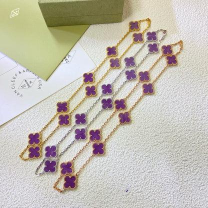 [Charm Aries Jewelry]CLOVER 10 MOTIFS  PURPLE VIOLET  NECKLACE