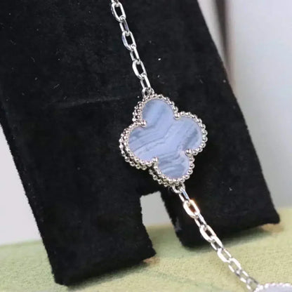 [Charm Aries Jewelry]CLOVER  5 MOTIF PURPLE CHALCEDONY BRACELET SILVER