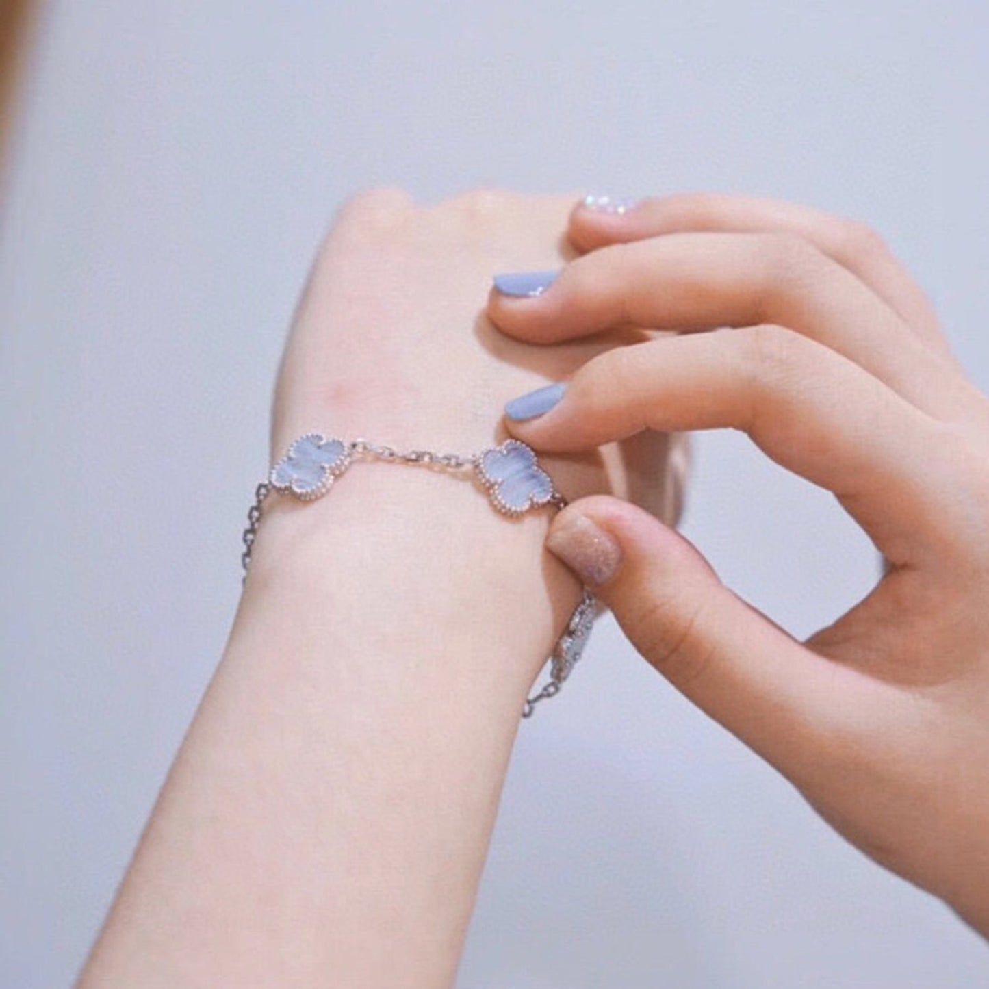 [Charm Aries Jewelry]CLOVER  5 MOTIF PURPLE CHALCEDONY BRACELET SILVER