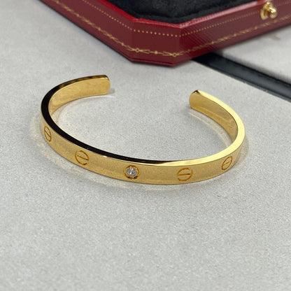 [Charm Aries Jewelry]LOVE BRACELET 6.1MM 1 DIAMOND OPEN CUFF