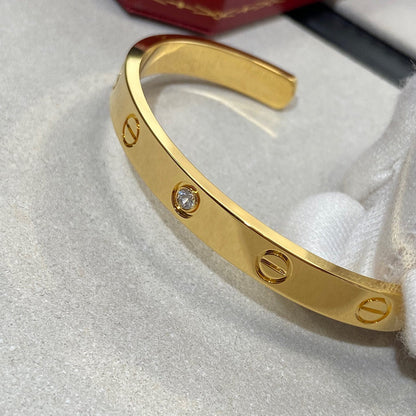[Charm Aries Jewelry]LOVE BRACELET 6.1MM 1 DIAMOND OPEN CUFF