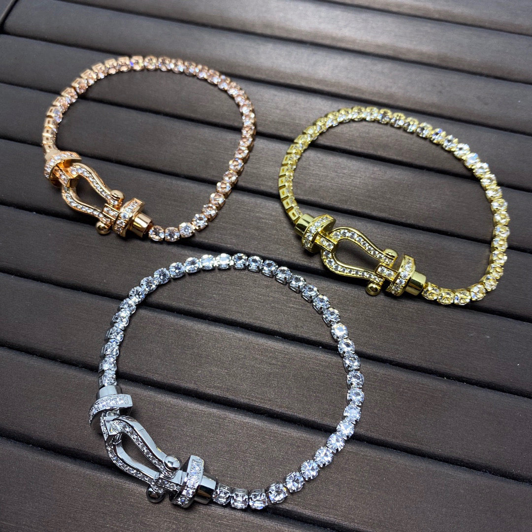 [Charm Aries Jewelry]FORCE  LARGE HORSESHOE FULL DIAMOND TENNIS BRACELET