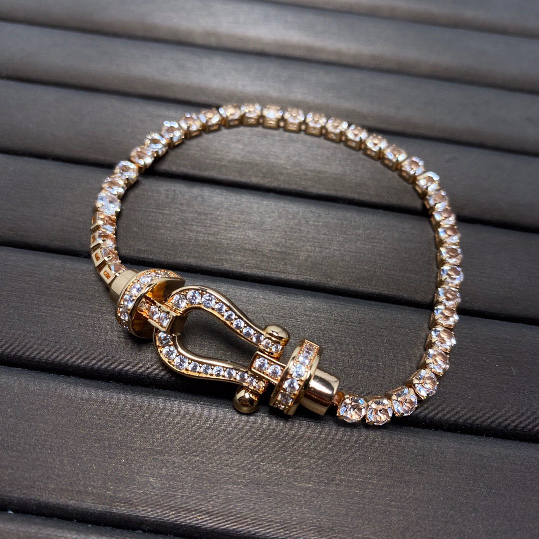 [Charm Aries Jewelry]FORCE  LARGE HORSESHOE FULL DIAMOND TENNIS BRACELET