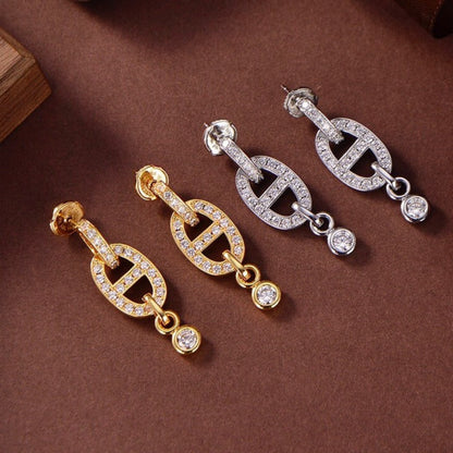 [Charm Aries Jewelry]HM CHAINE DIAMOND EARRINGS