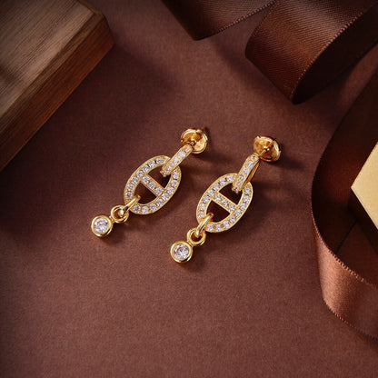 [Charm Aries Jewelry]HM CHAINE DIAMOND EARRINGS
