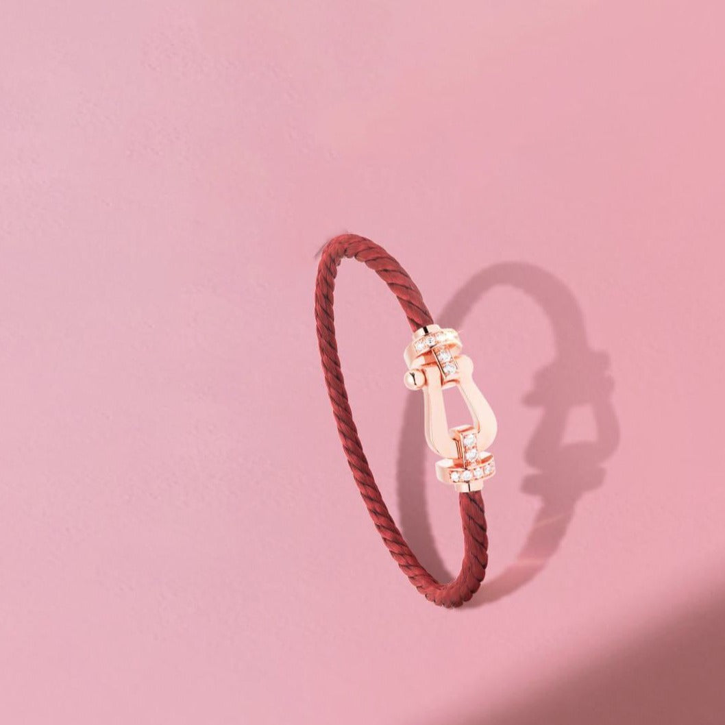 [Charm Aries Jewelry]FORCE 10 HALF DIAMOND PINK GOLD RED CORDERI LARGE AND MEDIUM MODEL