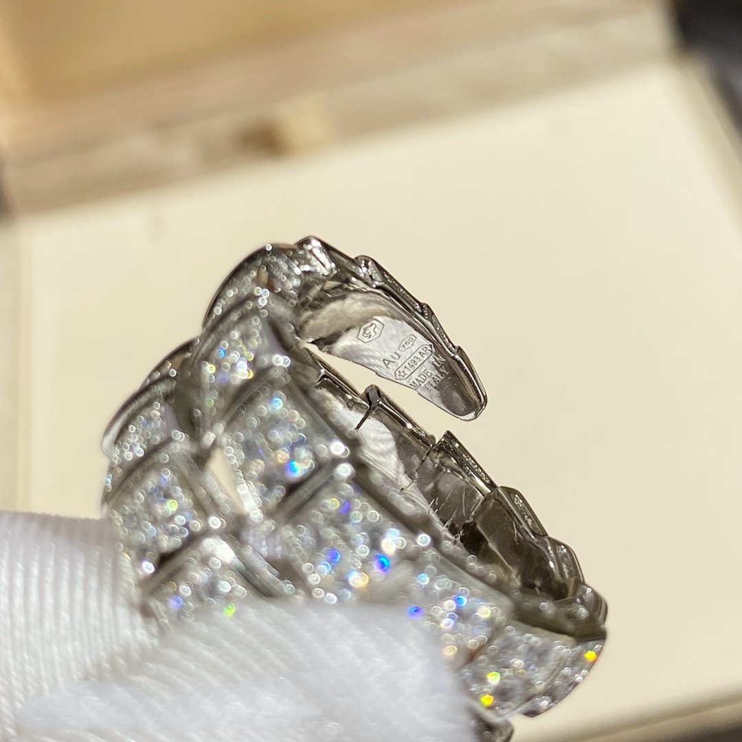 [Charm Aries Jewelry]SERPENTI DOUBLE RING SILVER DIAMOND PAVED