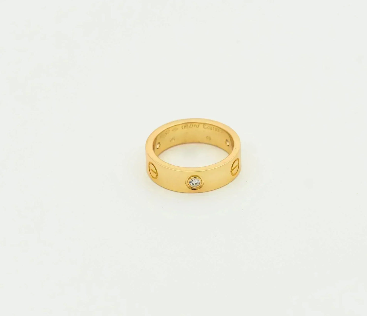 [Charm Aries Jewelry]LOVE RING 5.5MM 3 DIAMONDS GOLD