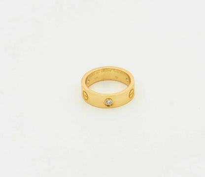 [Charm Aries Jewelry]LOVE RING 5.5MM 3 DIAMONDS GOLD