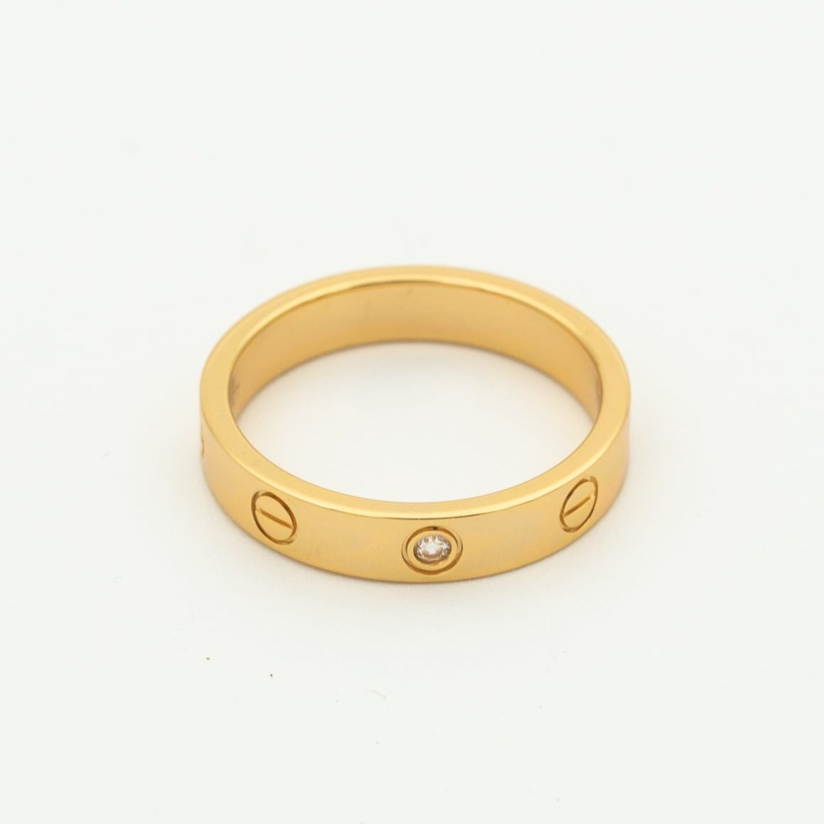 [Charm Aries Jewelry]LOVE RING 4MM 1 DIAMOND PINK GOLD