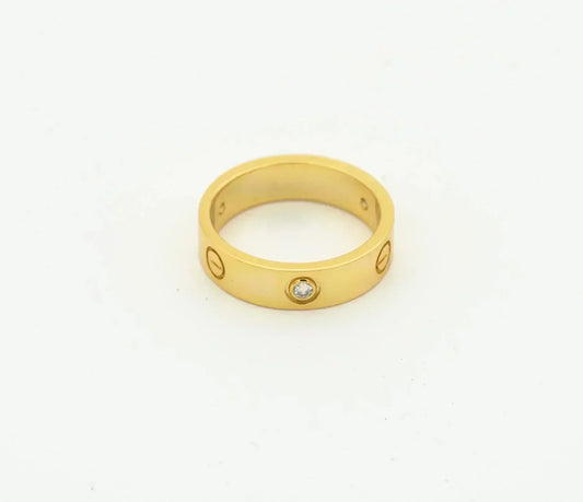 [Charm Aries Jewelry]LOVE RING 4MM 1 DIAMOND GOLD