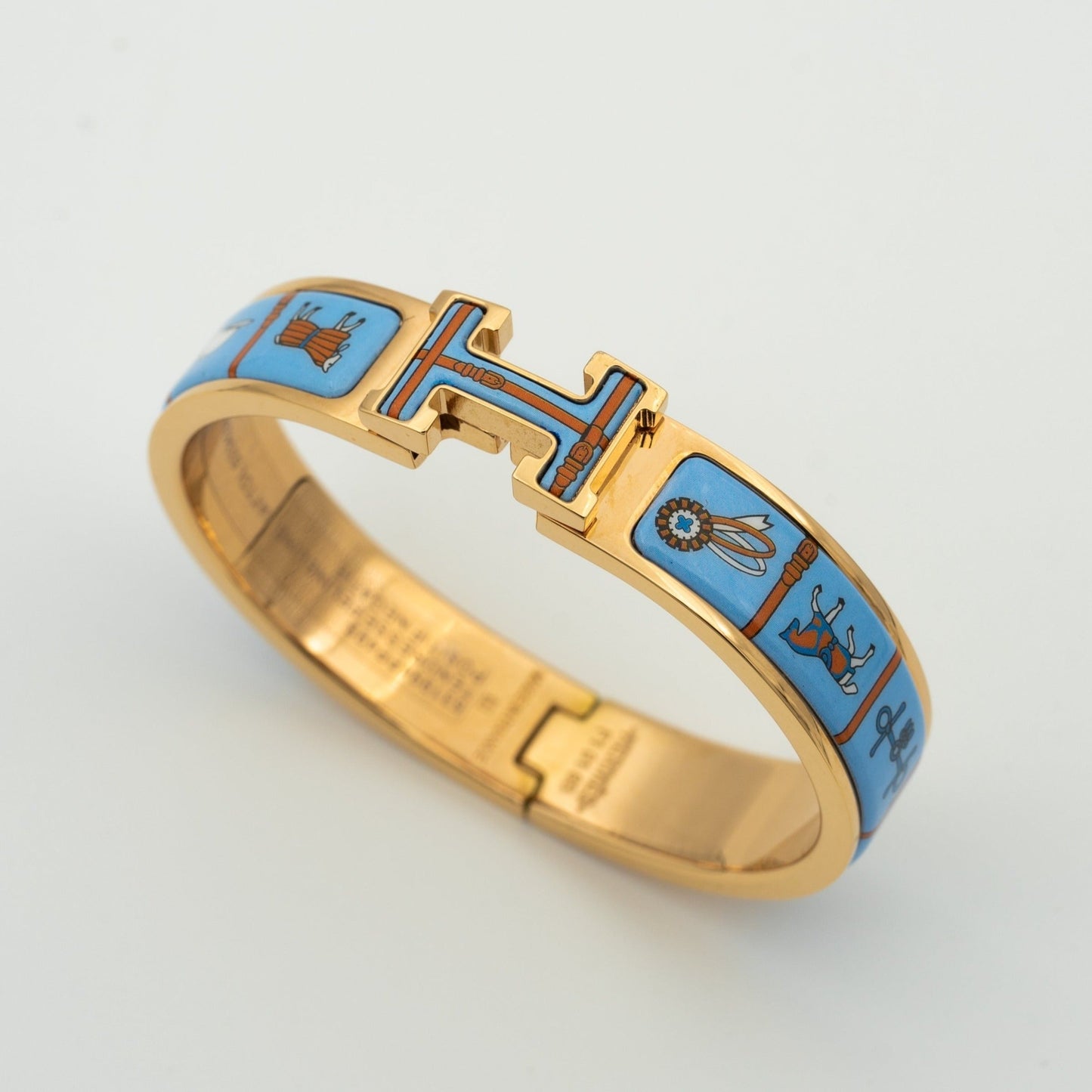 [Charm Aries Jewelry]H PINK GOLD BRACELET BLUE CERAMIC