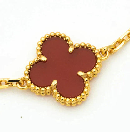 [Charm Aries Jewelry]CLOVER  5 MOTIFS CARNELIAN GOLD BRACELET