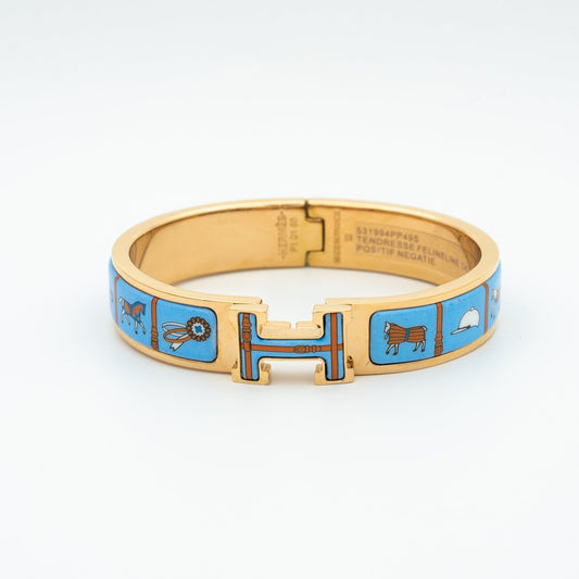 [Charm Aries Jewelry]H PINK GOLD BRACELET BLUE CERAMIC