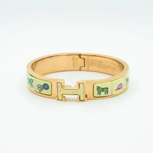 [Charm Aries Jewelry]H PINK GOLD BRACELET CREAM CERAMIC