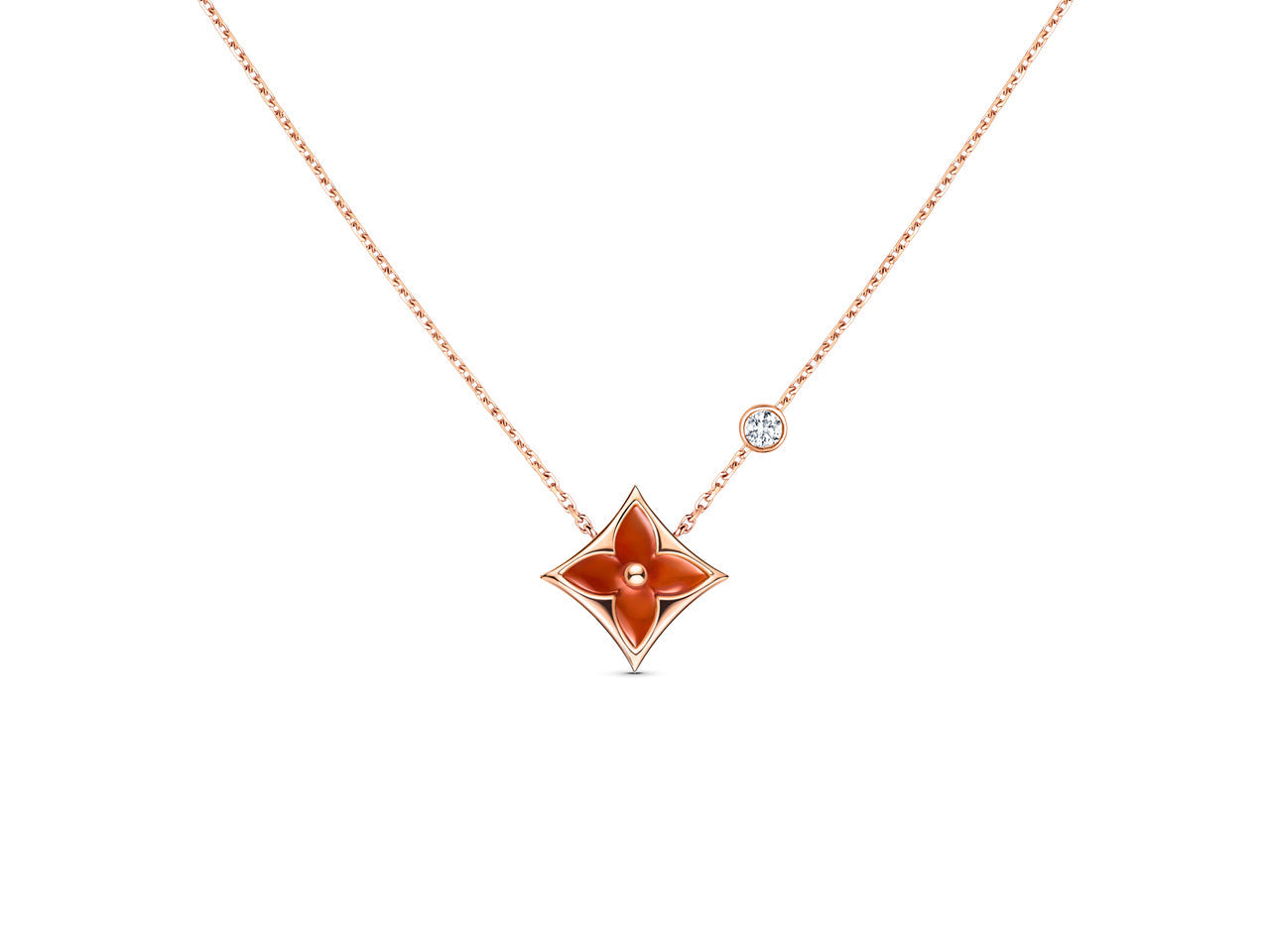 [Charm Aries Jewelry]STAR NECKLACE PINK GOLD 1 DIAMOND