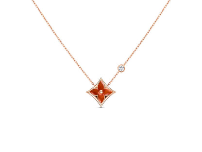 [Charm Aries Jewelry]STAR NECKLACE PINK GOLD 1 DIAMOND
