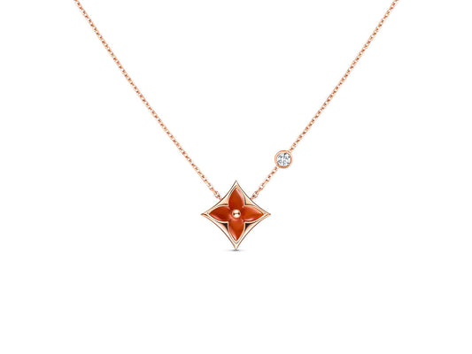 [Charm Aries Jewelry]STAR NECKLACE PINK GOLD 1 DIAMOND