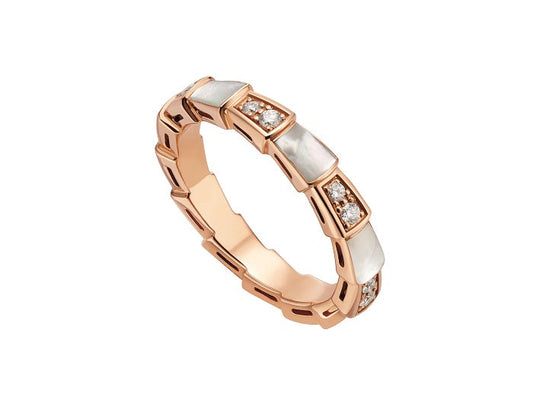 [Charm Aries Jewelry]SERPENTI RING PINK GOLD DIAMOND MOP 3MM