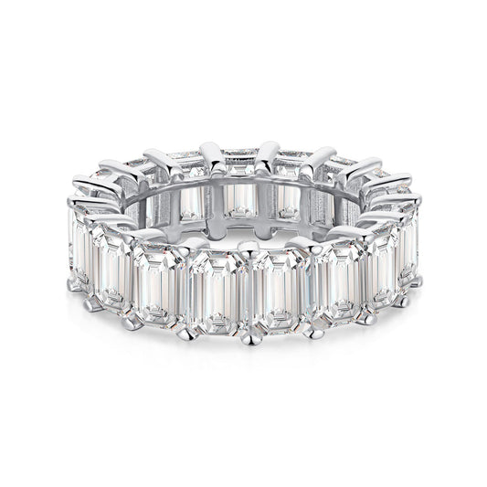 [Charm Aries Jewelry]0.75 Carat Elegant Emerald Cut Tennis Ring