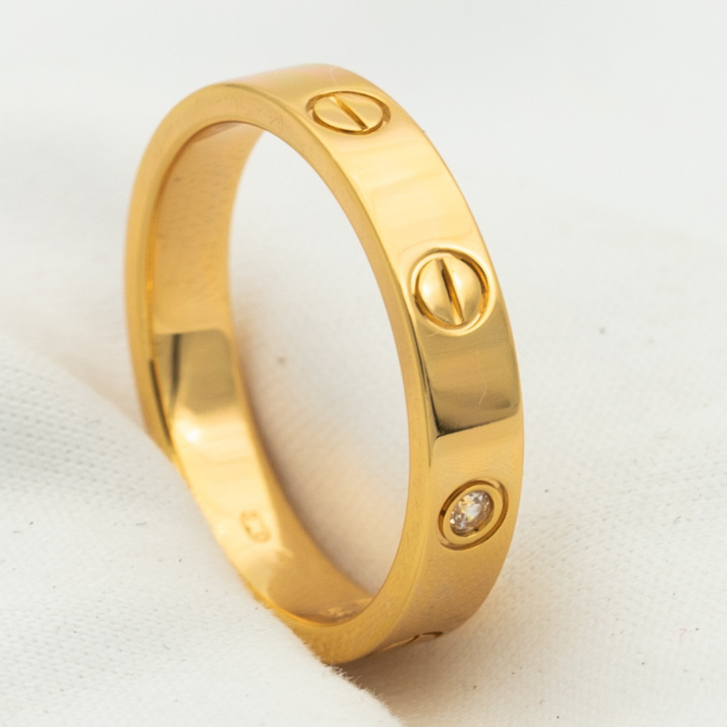 [Charm Aries Jewelry]LOVE RING 4MM 1 DIAMOND PINK GOLD