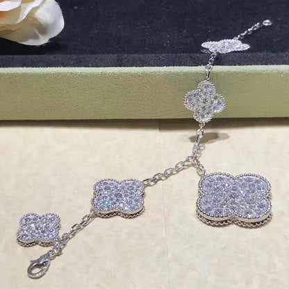 [Charm Aries Jewelry]CLOVER 6 MOTIFS SILVER DIAMOND BRACELET