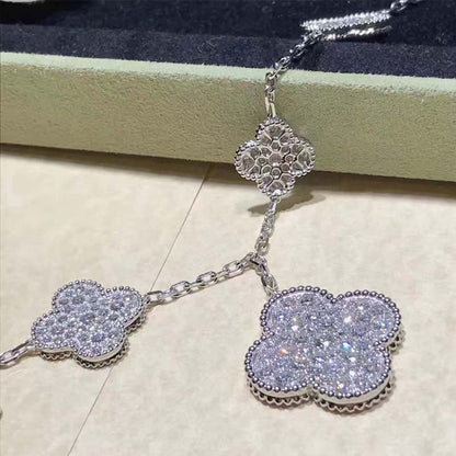 [Charm Aries Jewelry]CLOVER 6 MOTIFS SILVER DIAMOND BRACELET
